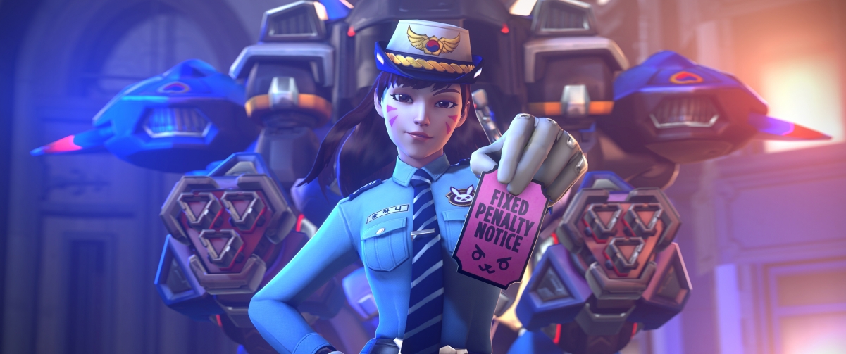 守望先锋D.Va女警新装，3440x1440超高清4K壁纸，免费下载