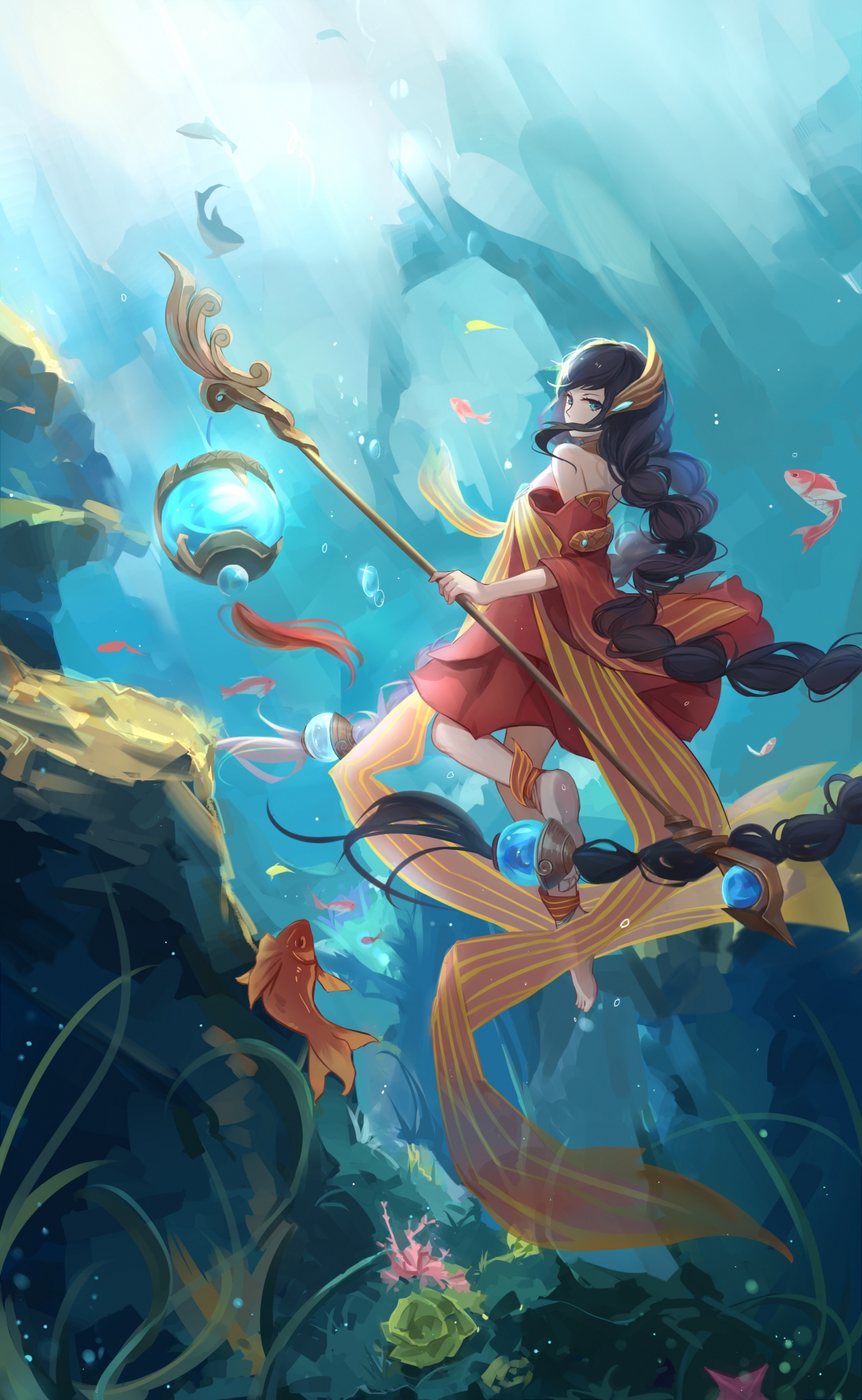王者荣耀大乔竖屏4K手机壁纸，碧蓝深海，高清2586x4200下载