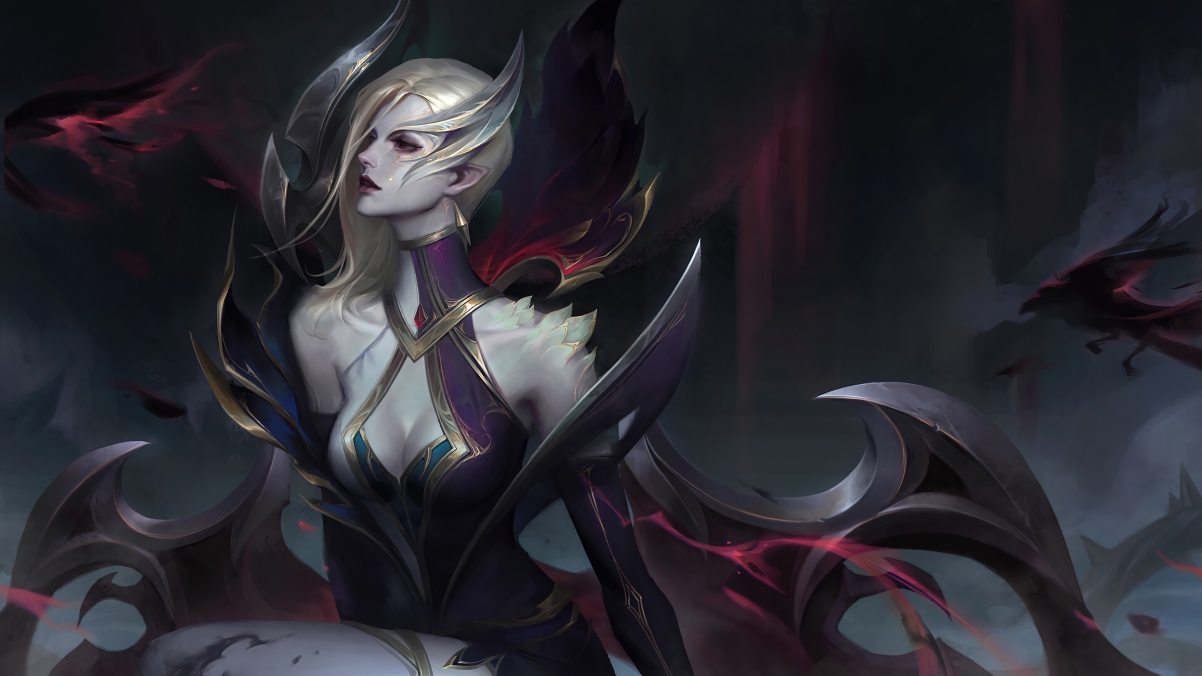 LOL英雄联盟，堕落天使莫甘娜4K超清同人壁纸，魔女风采尽展，3840x2160高清下载