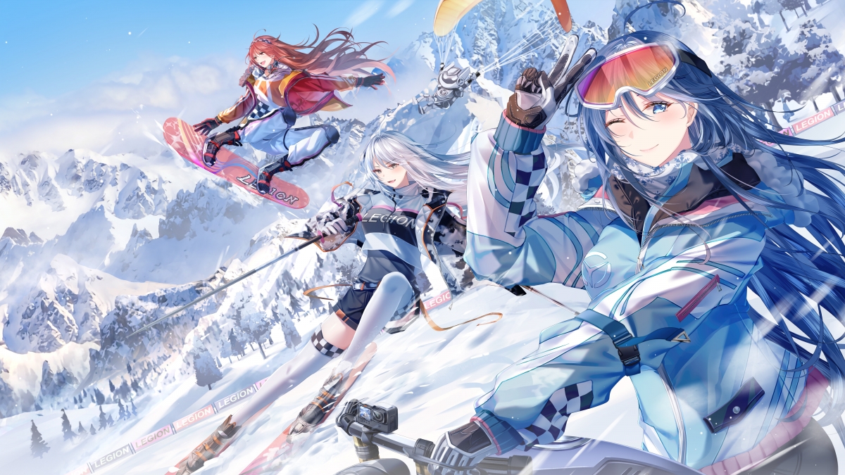 雪山之巅，美少女滑雪倩影，高清4K动漫壁纸，4000x2250超清下载
