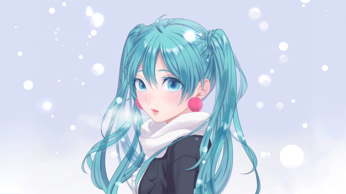 冬季雪舞，初音未来绝美4K壁纸，高清3840x2160动漫图片下载