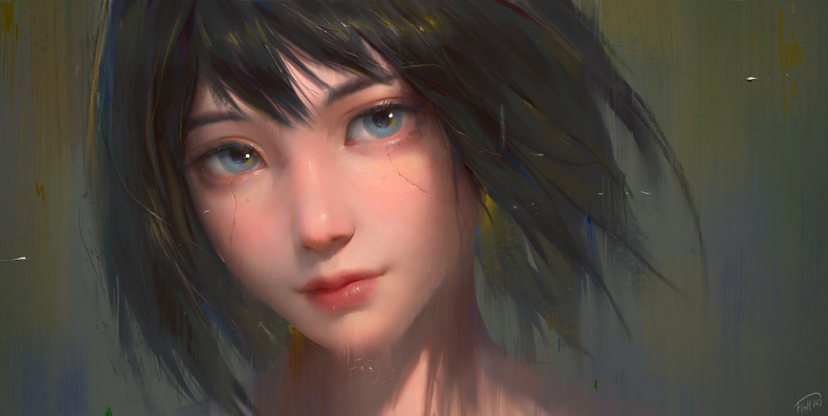 绝美女孩脸庞，磨砂玻璃质感，4K高清动漫人物壁纸，4294x2160超清下载