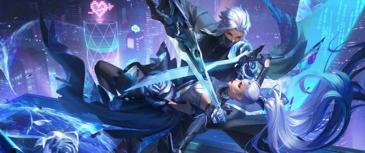 兰陵王VS花木兰，默契交锋，王者荣耀精选4K高清壁纸，3440x1440分辨率，一键下载！