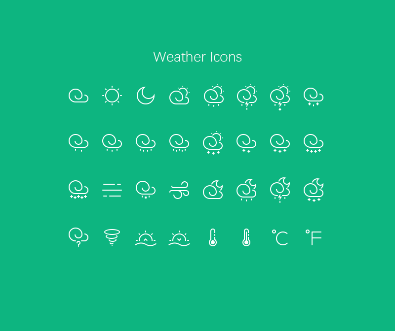 白色线性的天气图标icon素材