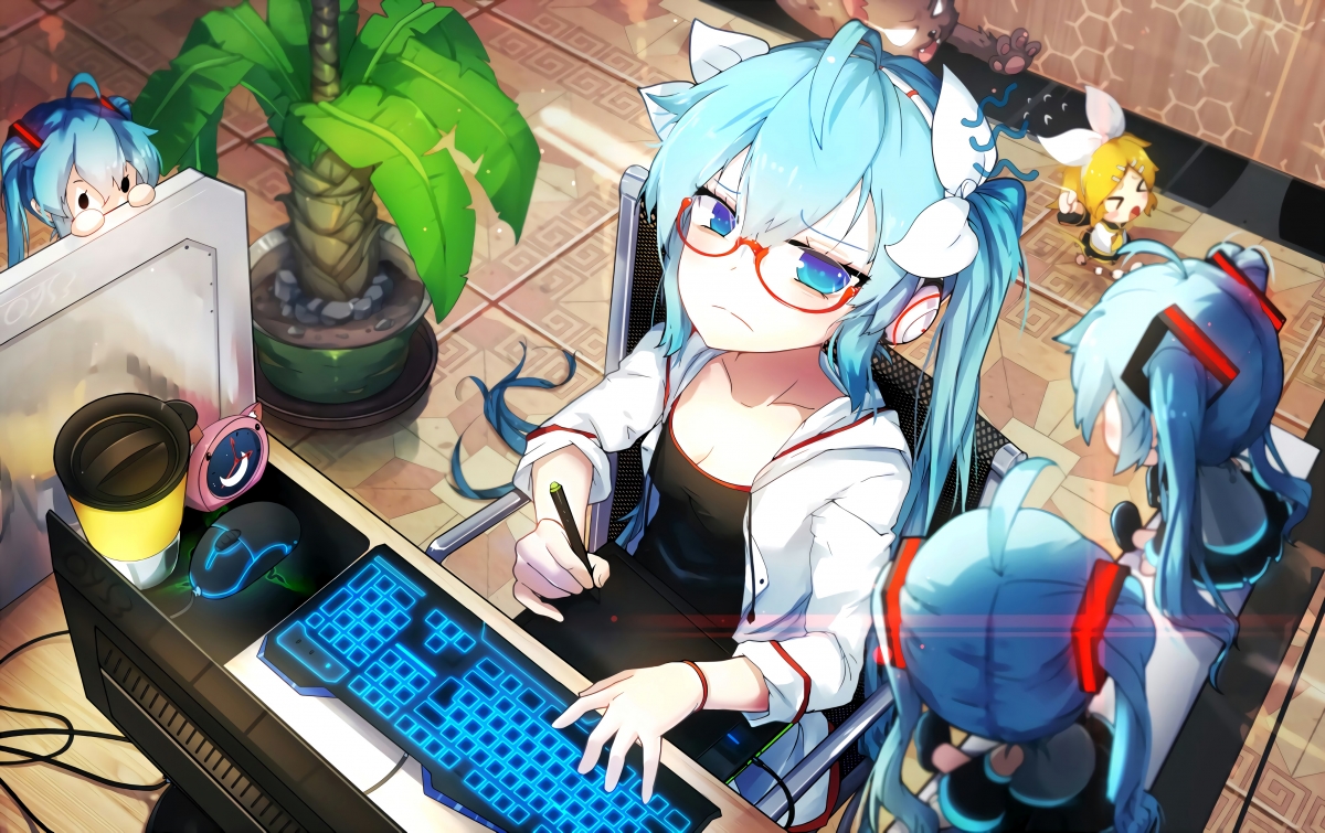 初音未来4K高清动漫壁纸，精美画画电脑桌面背景，免费下载