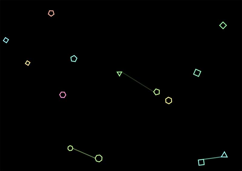 html5 canvas多边形碰撞磁力动画特效