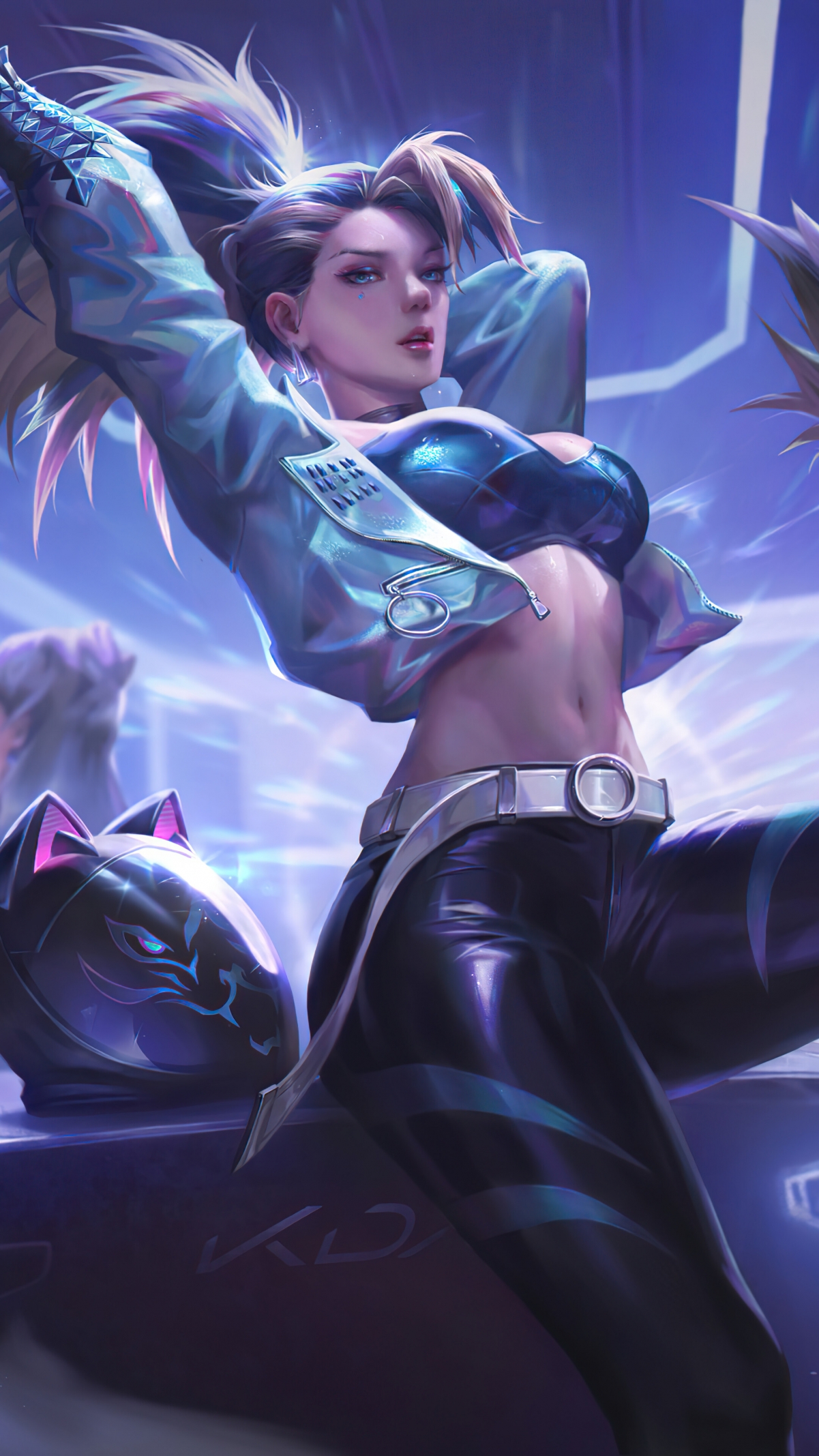 英雄联盟LOL，离群之刺阿卡丽同人4K手机壁纸，KDA MORE风格，高清2160x3840，免费下载