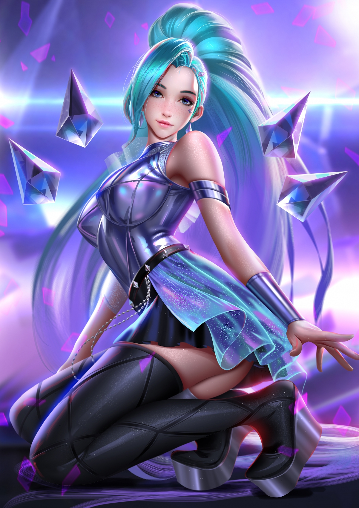 英雄联盟LOL，星籁歌姬KDA同人，萨勒芬妮绝美4K高清竖屏手机壁纸，全屏适配，2828x4000超高清下载