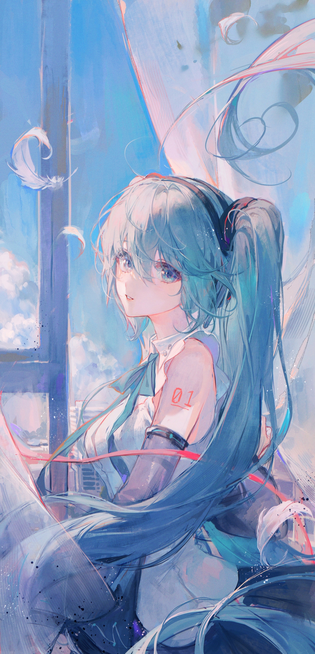 初音未来绝美壁纸，3K全面屏动漫风格，高清4K图片，1445x3000尺寸，免费下载
