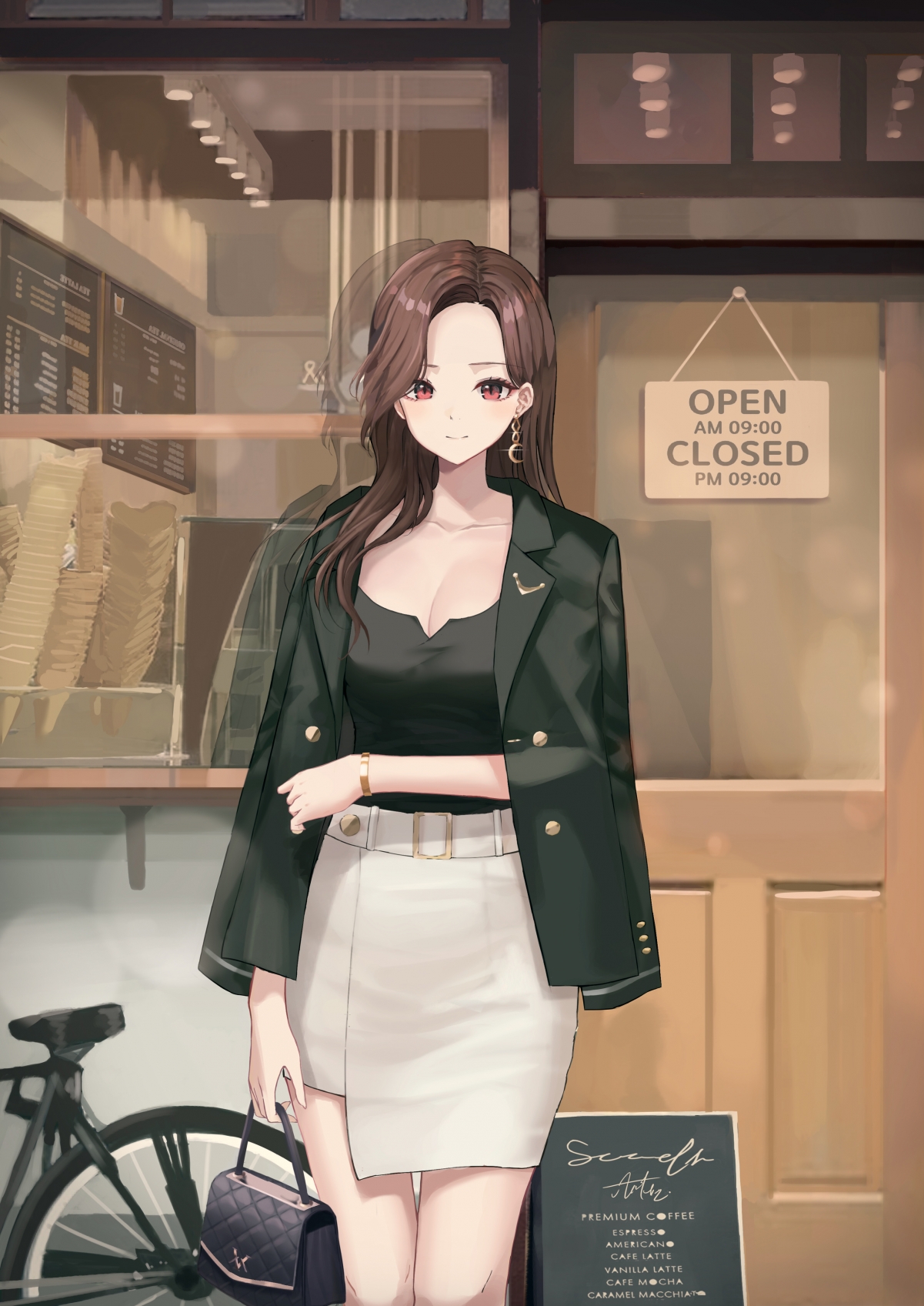 绝美4K竖屏壁纸，包臀裙女孩与时尚包包，动漫美女高清图片下载