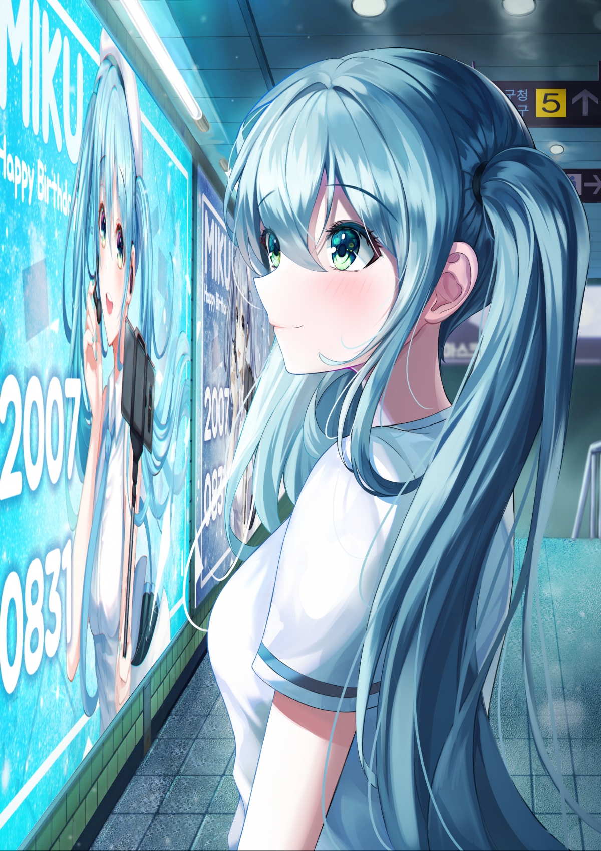 初音未来生日庆典，长发飘逸，3K全面屏高清壁纸，4K手机图片，绝美2480x3508分辨率，立即下载！