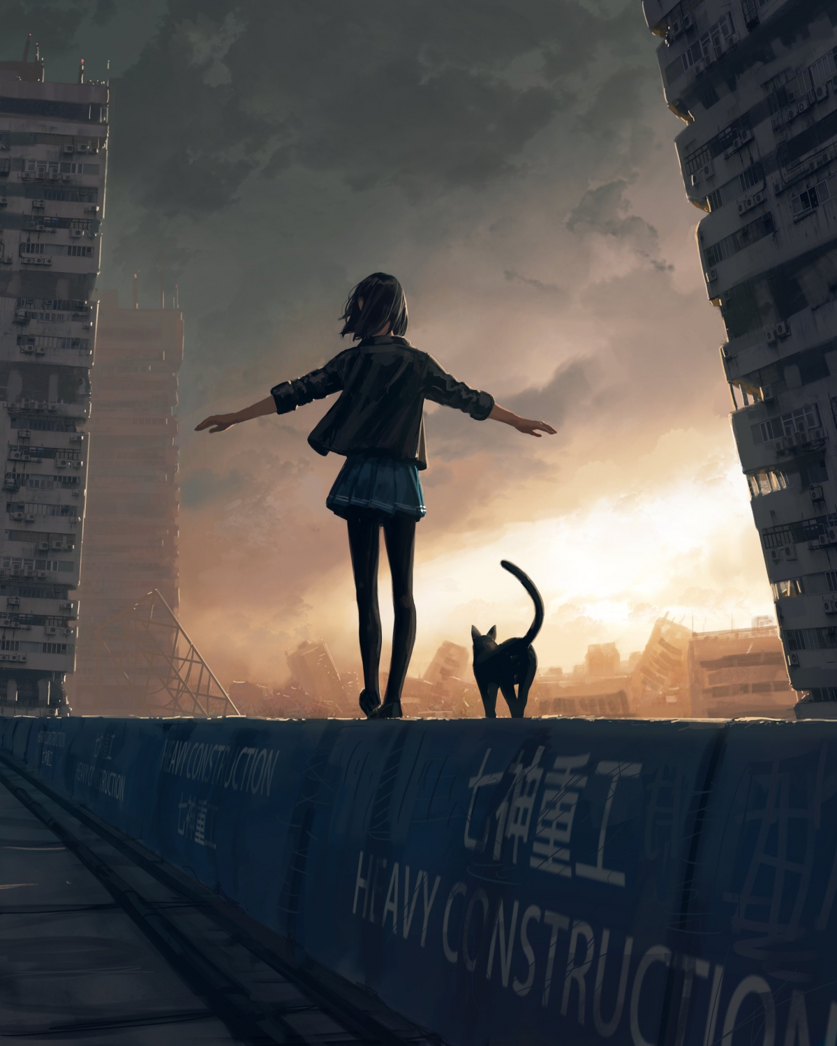 女孩与黑猫，黑色裤袜魅力展现，4K超清手机壁纸，3277x4096高清下载