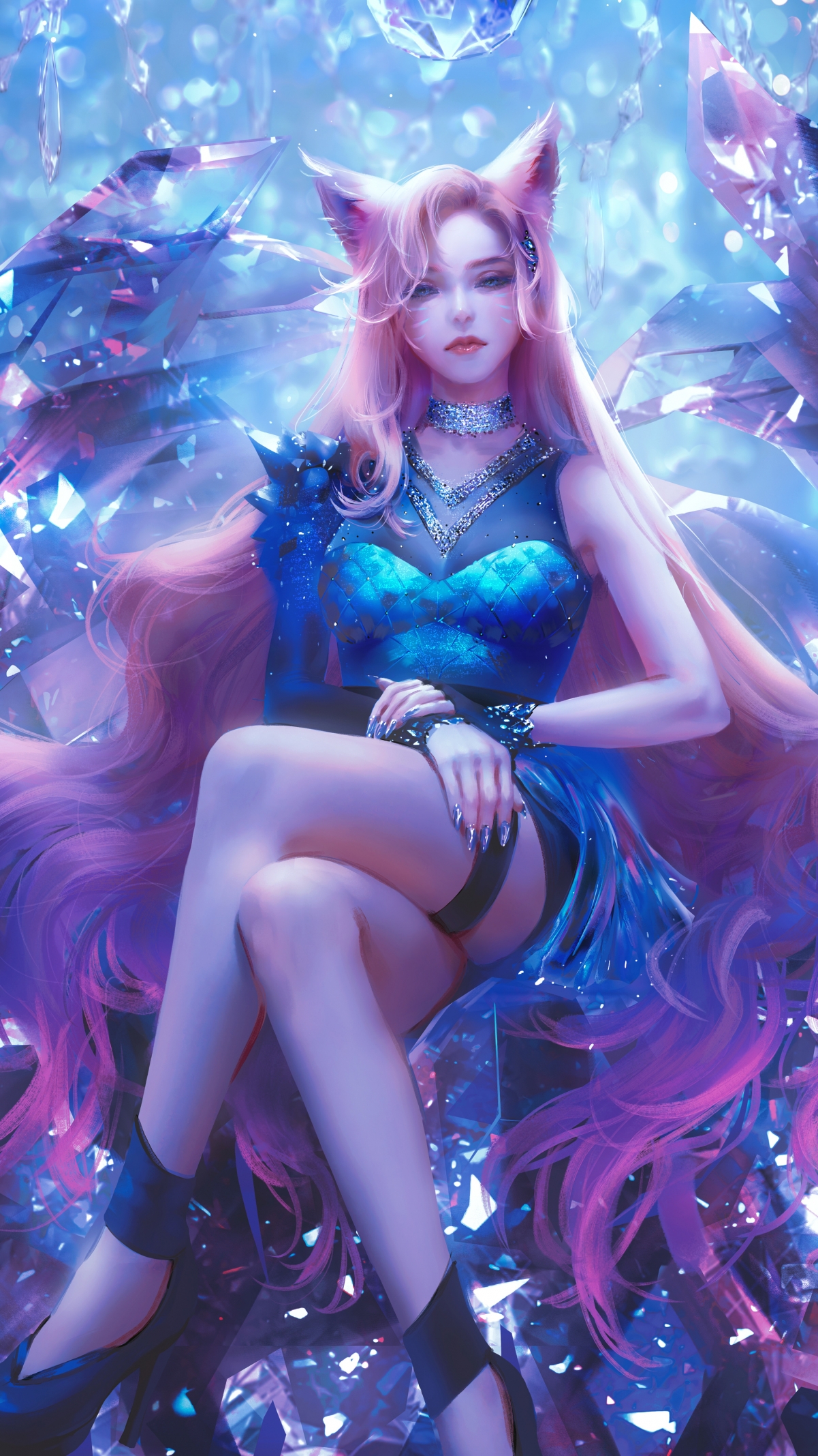 LOL英雄联盟，九尾妖狐阿狸绝美同人，超清4K竖版手机壁纸，2160x3840高清下载