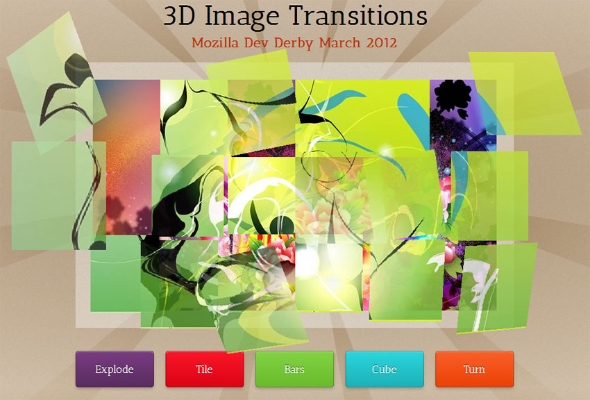 html5图片切换jquery css3 Transitions属性制作超酷的3D图片切换代码
