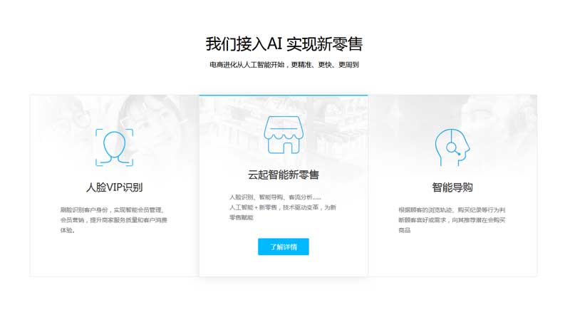 jQuery css3新零售AI技术列表布局特效