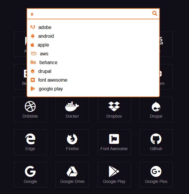 html5图标分类搜索框代码