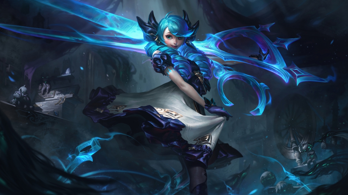 LOL英雄联盟，绝美灵罗娃娃格温原画，4K超清壁纸3840x2160免费下载