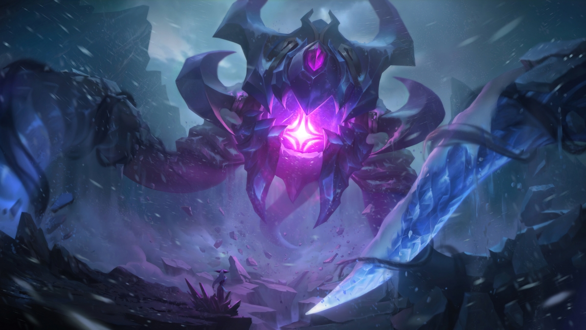 LOL英雄联盟，虚空之眼维克兹4K超高清壁纸，黯晶巨兽霸气登场，7680x4320分辨率下载