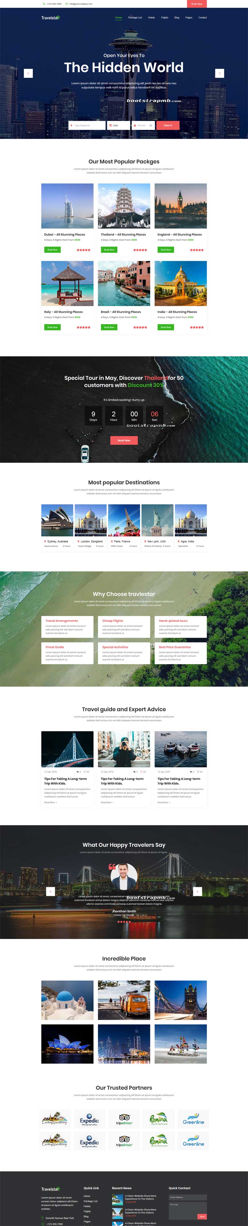 响应式旅行社旅游平台网站模板