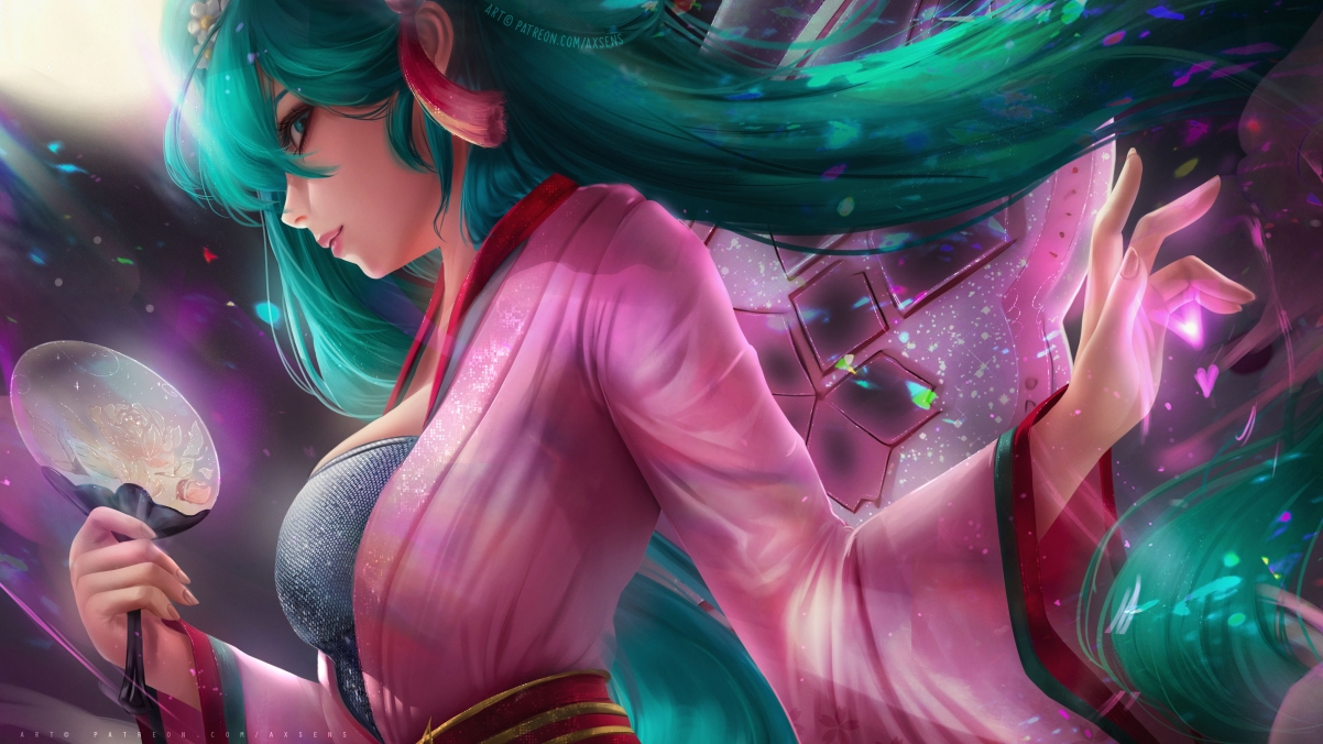 初音未来4K壁纸，长发粉裙美少女，高清3840x2160下载