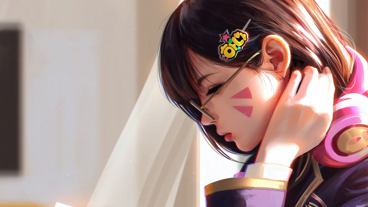 守望先锋D.Va美女眼镜4K超高清电脑壁纸，3840x2160动漫美图一键下载