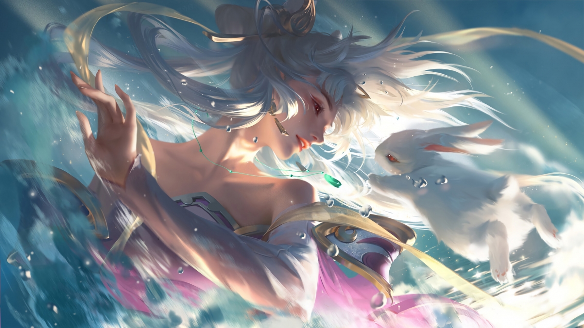 王者荣耀嫦娥，寒月公主插画同人，超清4K动漫壁纸，3840x2160分辨率下载