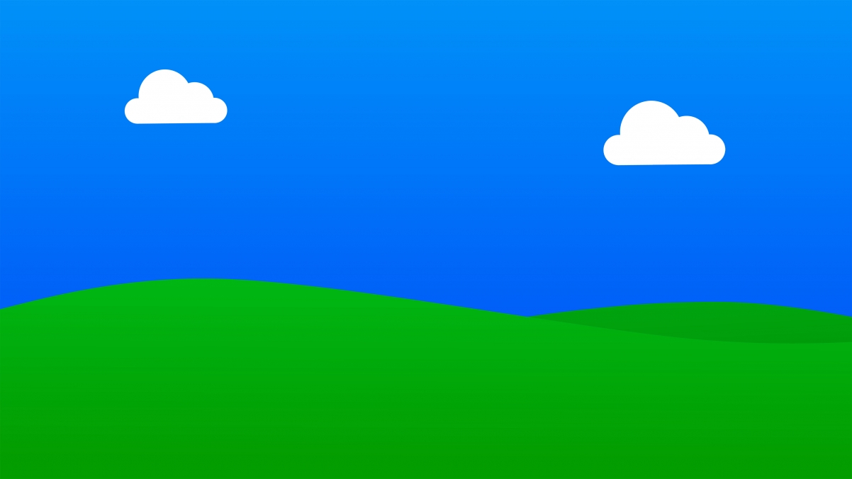 简约XP风格壁纸，蓝天白云绿草地，4K超清3840x2160，高清下载