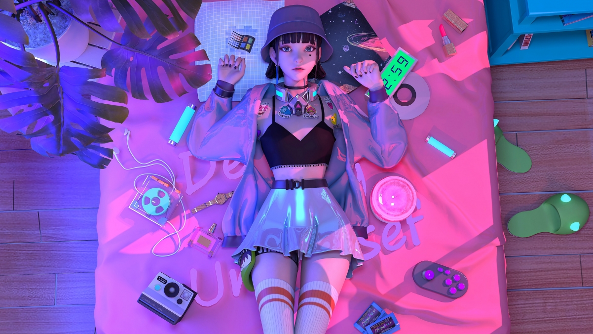 赛博朋克奇幻少女集原美，4K高清壁纸，3840x2160超清下载
