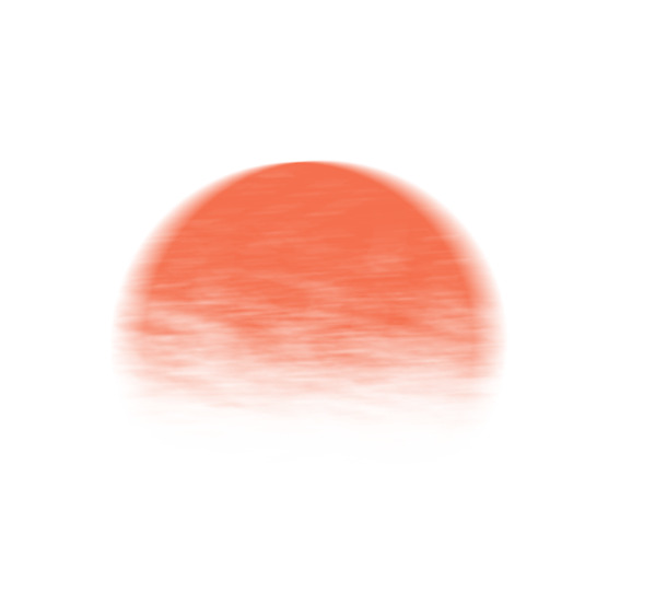 水墨桔红夕阳PNG透明装饰，中国风AI设计素材免费下载
