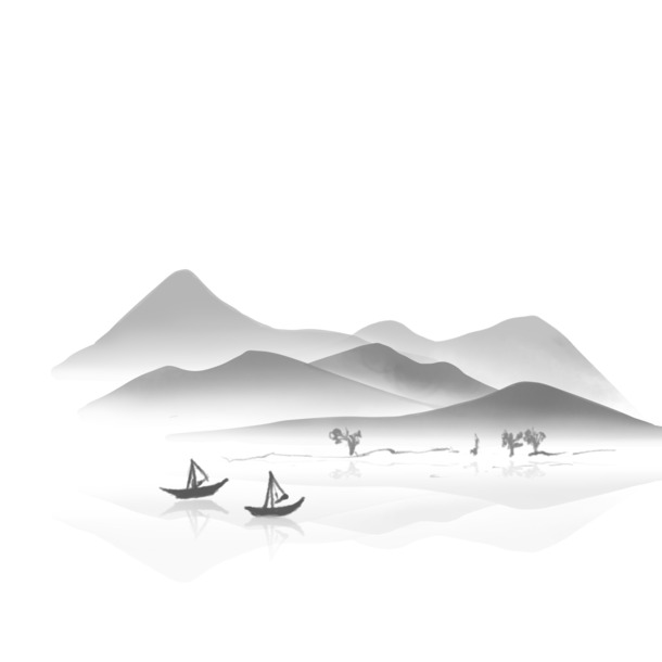 中国风手绘水墨风景，徽派建筑25款高清PNG透明图片，PSD设计素材下载