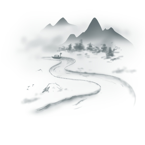 中国风手绘水墨风景，徽派建筑高清PNG透明图，47款中国风设计素材下载