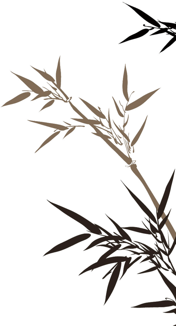 水墨竹子高清PNG，透明节日素材，端午节PSD设计下载