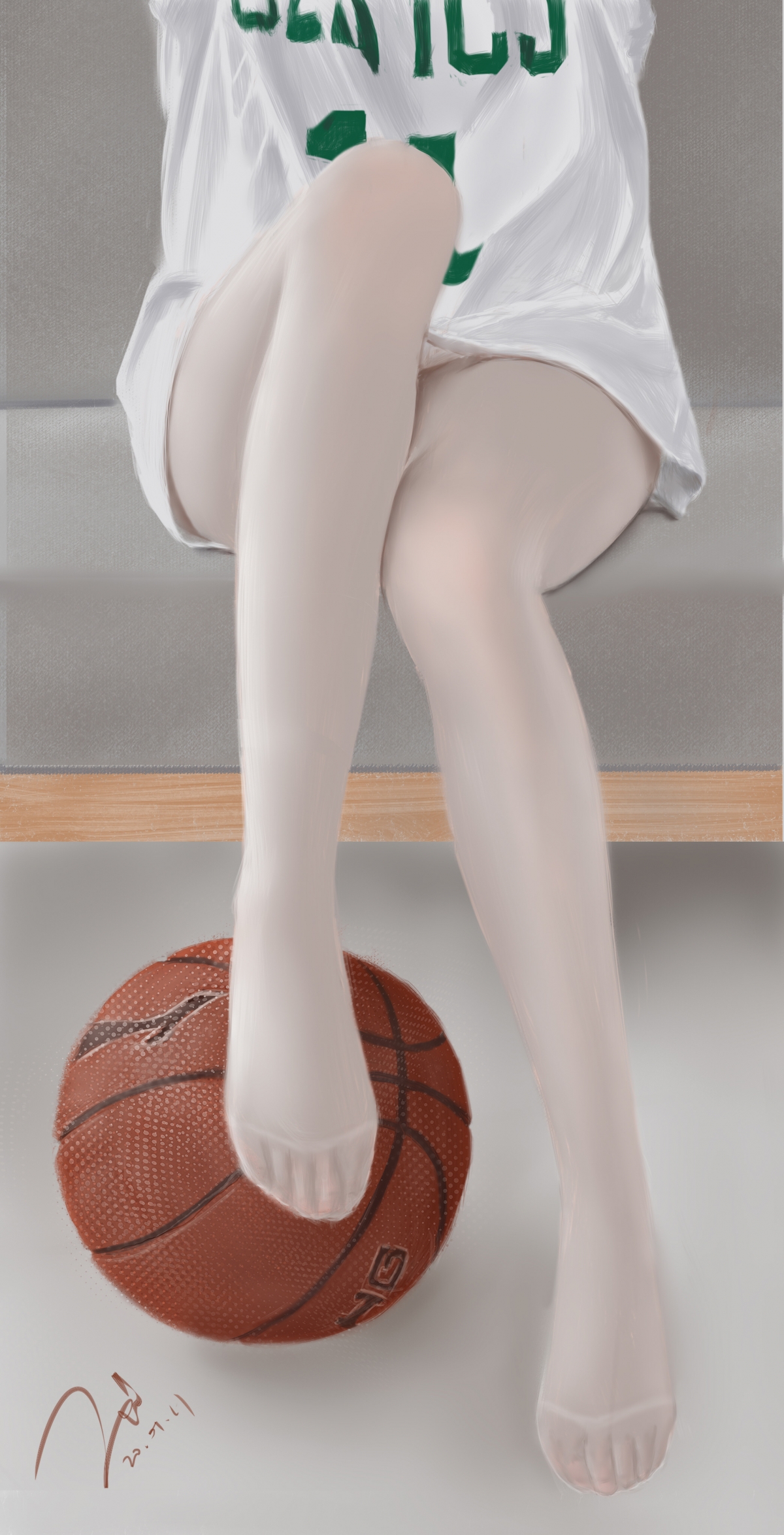 厚涂少女篮球风，美腿白袜抢眼，4K竖屏壁纸超清，2091x4093高清下载