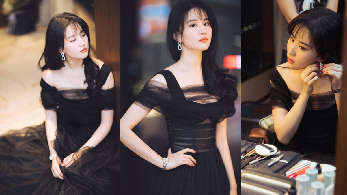 刘亦菲黑裙倩影，绝美拼图4K高清壁纸，3840x2160超高清下载