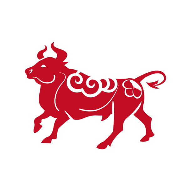 牛年剪纸图案，高清PNG矢量设计元素，透明背景，节日素材下载（元旦/春节/元宵）