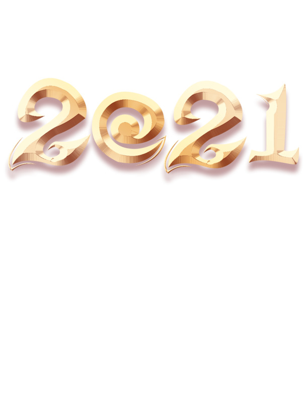 2021金色立体字高清PNG透明图片，元旦/春节/元宵节日元素设计素材免费下载