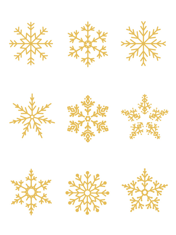 金色雪花矢量图，高清PNG透明版，节日必备，圣诞节AI设计素材免费下载