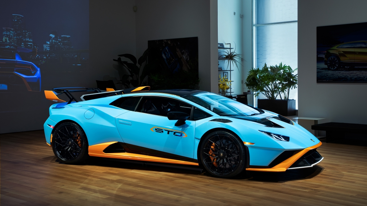 兰博基尼Huracán STO Lounge NYC 2021，极致5K跑车壁纸，超高清4K汽车图片，5120x2880分辨率，畅享下载