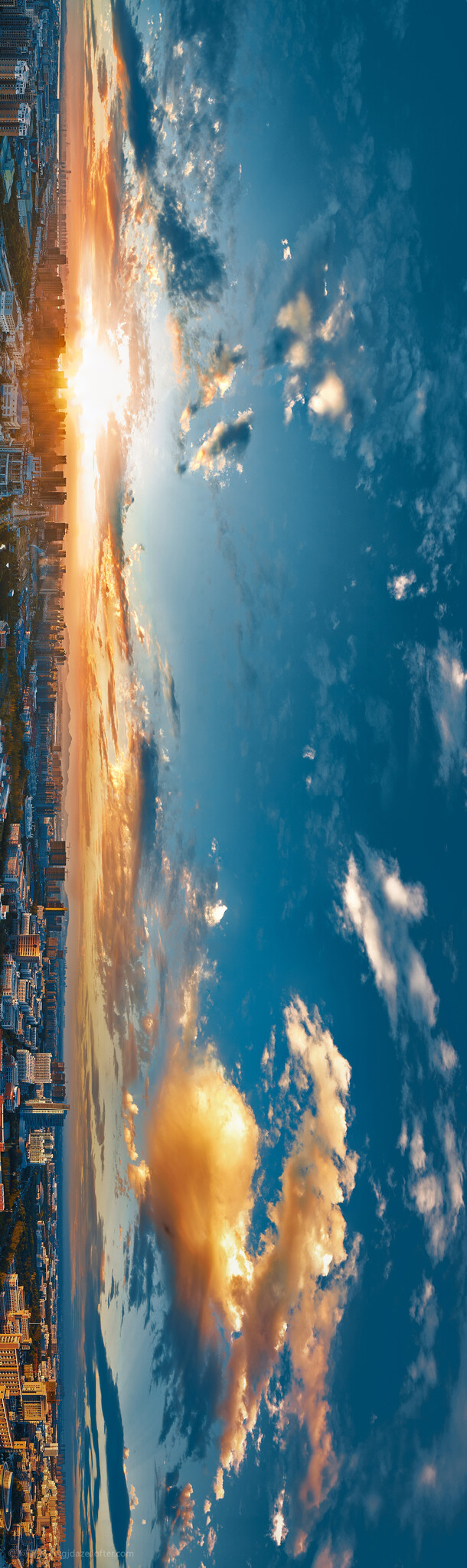 天空阳光城市横版PNG透明图，高清摄影背景，设计素材免费下载
