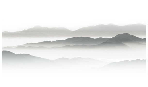中国风水墨山水PNG透明图，高清装饰元素，设计素材下载