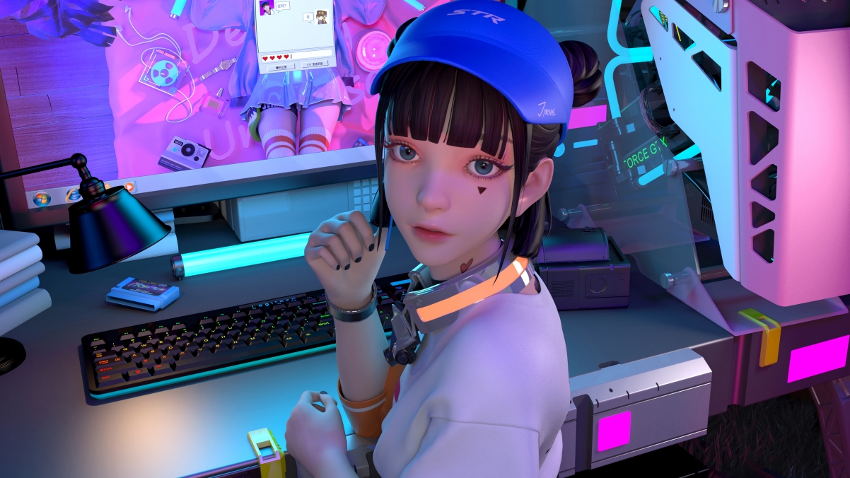 集原美电玩少女绝美4K电脑壁纸，3840x2160超清动漫图片，一键下载！