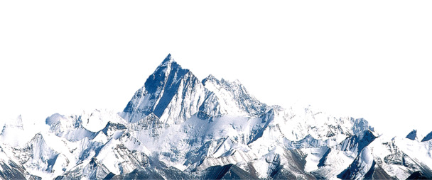 高清PNG透明背景，白色巍峨雪山摄影素材，设计风景元素一键下载