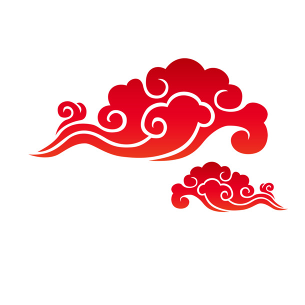 红色祥云PNG透明图片，高清中国风装饰元素，AI设计素材免费下载