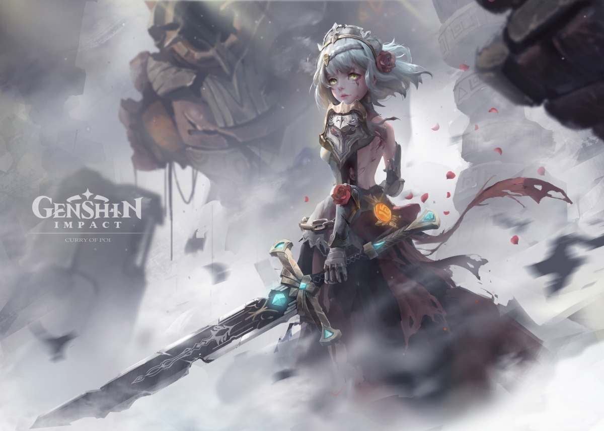 《原神》诺艾尔绝美插画，4K超清壁纸，动漫风格，高清大图4000x2857，免费下载