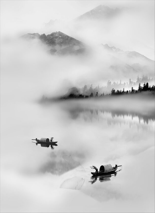 中国风山水水墨画PNG透明背景，古典元素丰富，高清条纹PSD设计素材下载