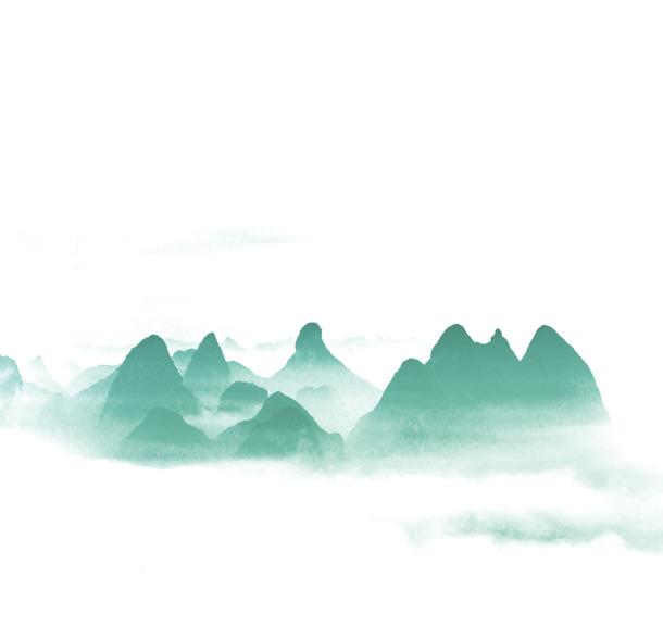 中国风山水水墨PNG透明背景，古典远山高清设计素材下载