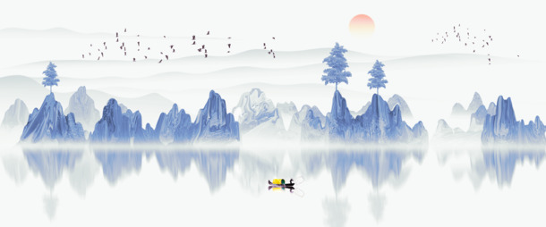中国古风水墨画PNG透明图，古典背景元素，设计素材免费下载