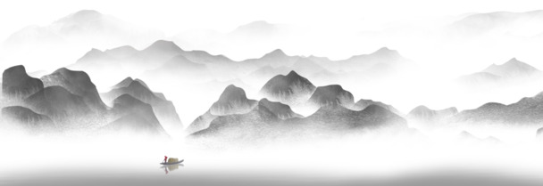 水墨风云背景，古典中国风PNG透明图片素材，高清PSD设计免费下载