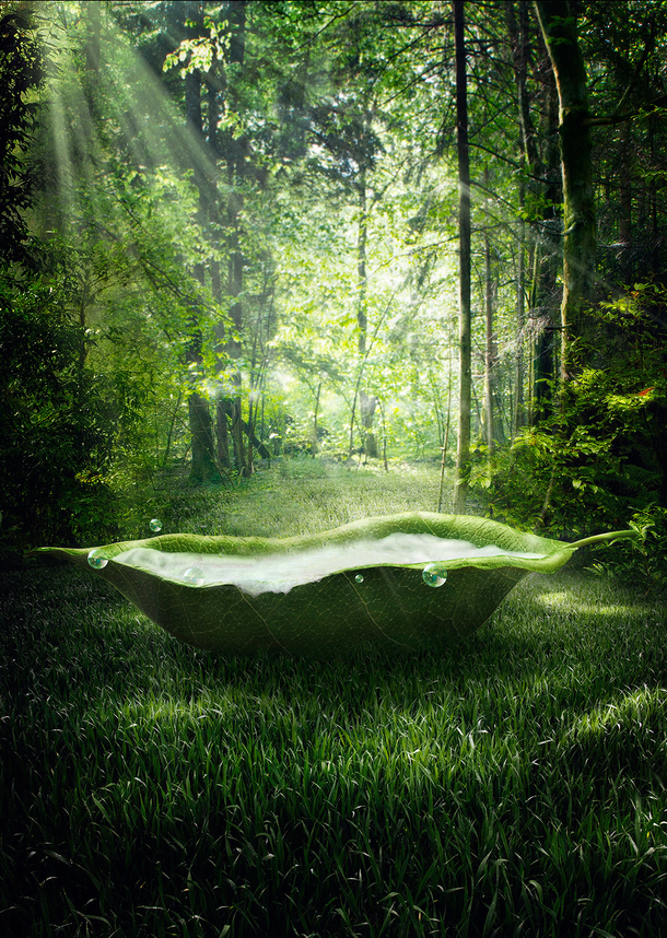 绿光森林梦幻抽象PSD背景，高清透明PNG设计素材下载