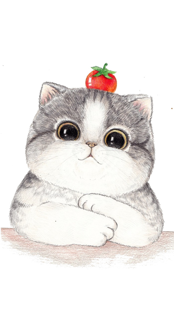 手绘萌趣大脸猫咪PNG素材，高清透明图片，创意动物设计元素下载